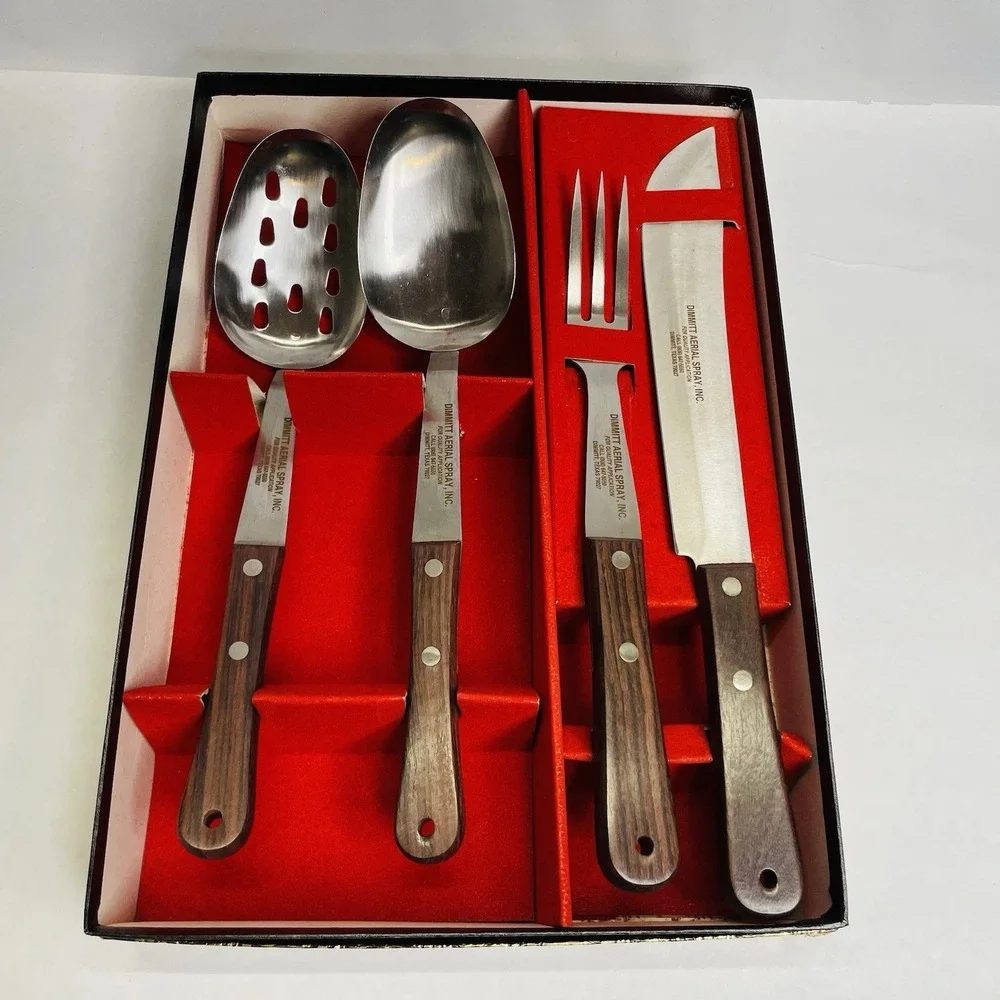 Vermco Stainless Steel Serving Set 2 Spoons Knife Fork Stainless‎ Japan Boxed